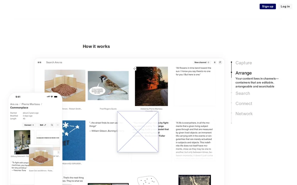 Screenshot of the Are.na website
