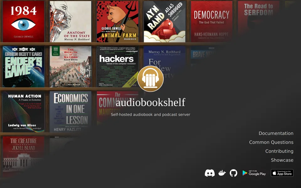 Screenshot of the Audiobookshelf website