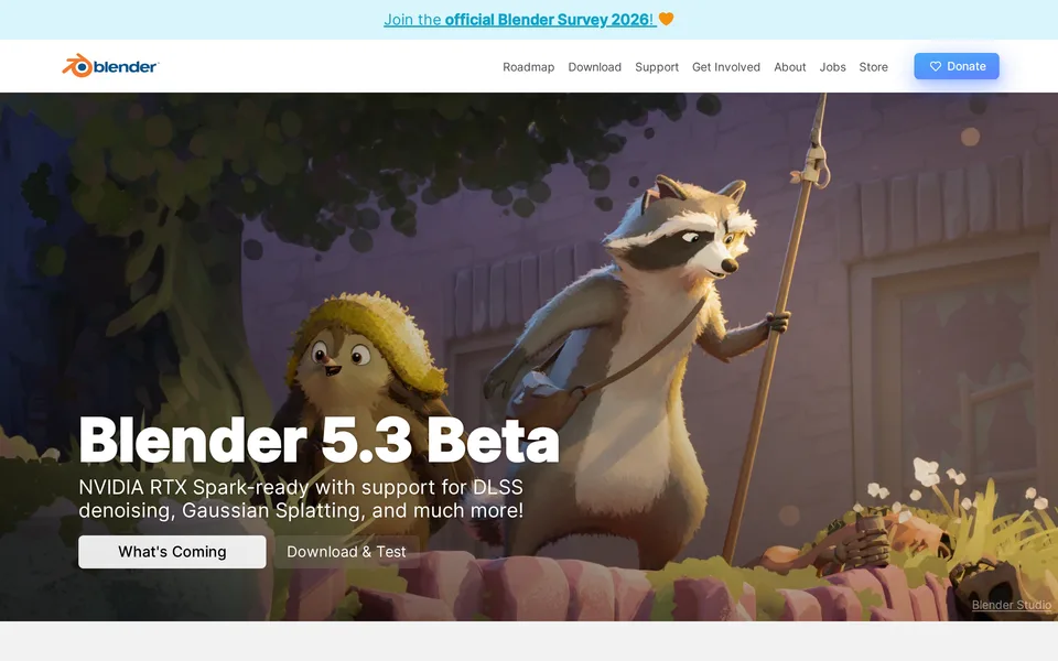 Screenshot of the Blender website