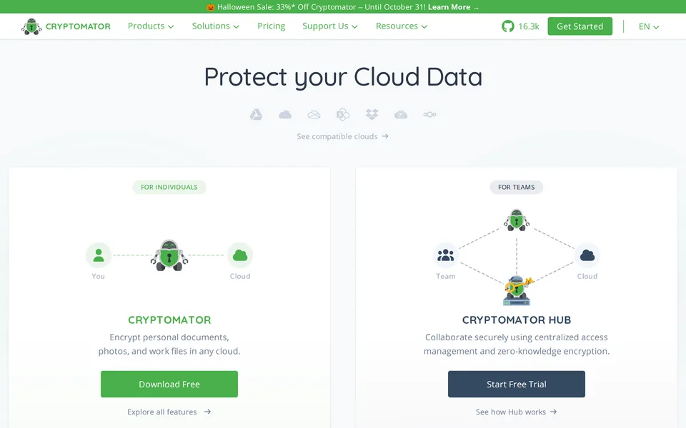 Screenshot of the Cryptomator website