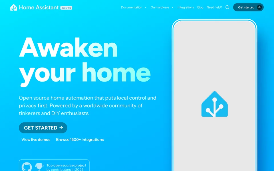 Screenshot of the Home Assistant website