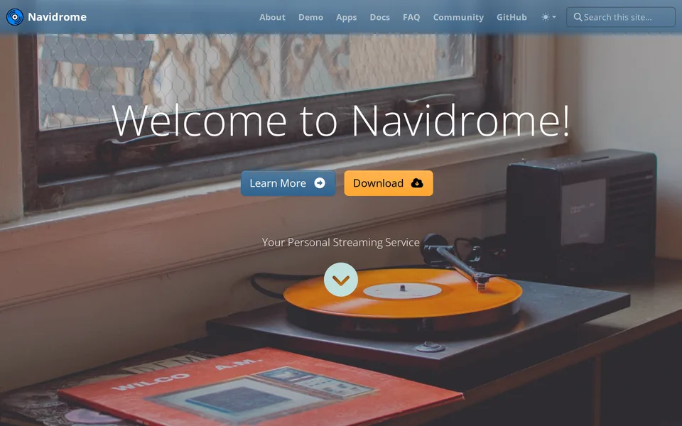 Screenshot of the Navidrome website
