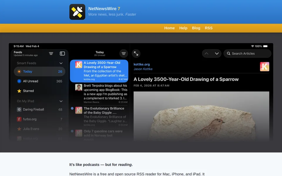 Screenshot of the NetNewsWire website