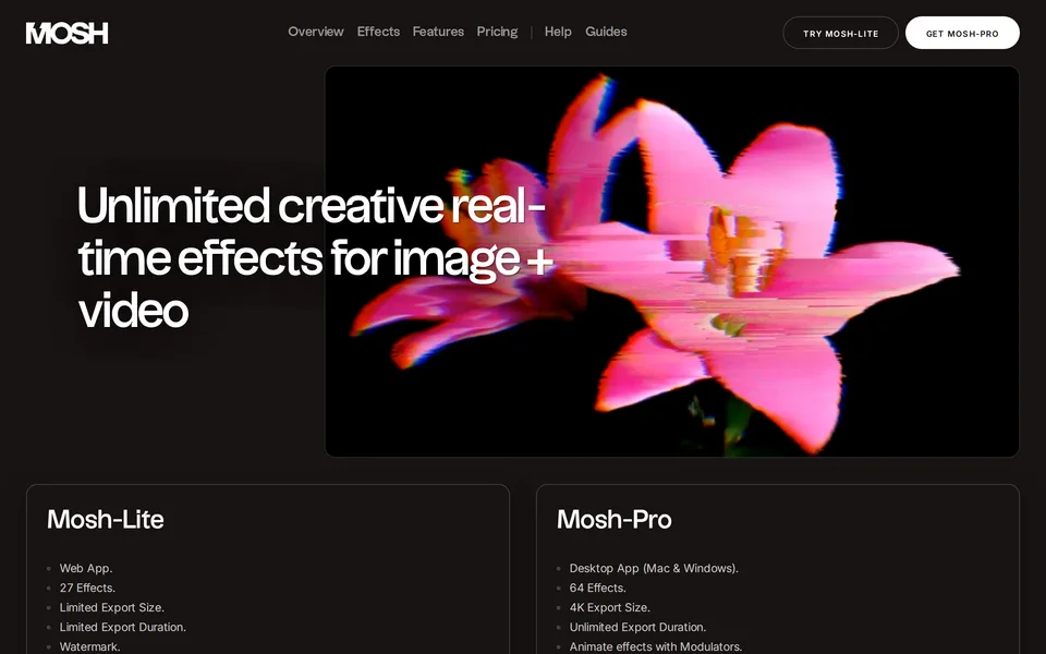 Screenshot of the PhotoMosh website